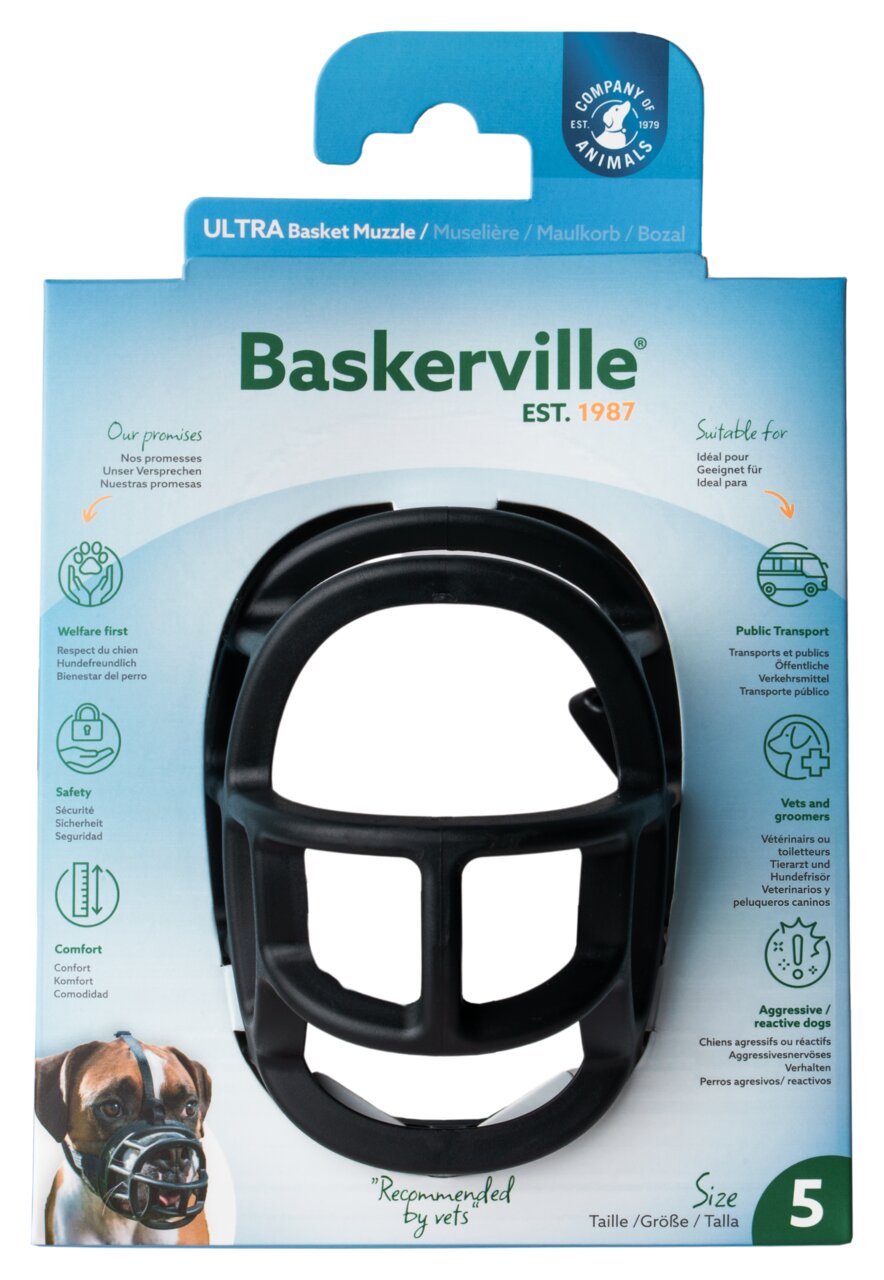 Baskerville Ultra Maulkorb (Gr. 5) von Company of Animals, für Hunde, sicher, komfortabel, tierfreundlich, empfohlen von Tierärzten.