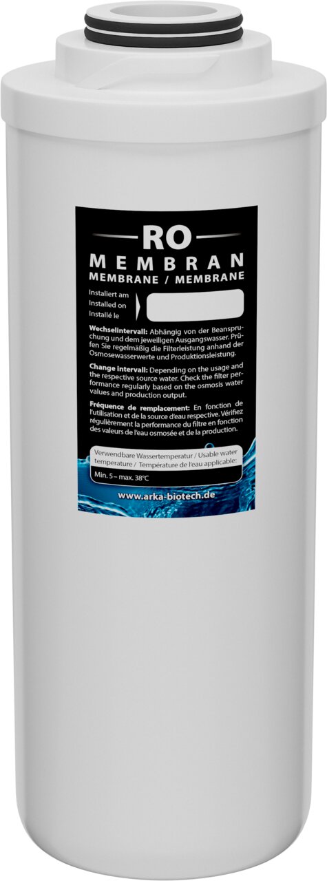 ARKA RO Membran Ersatzfilter für Osmoseanlage, für Aquaristik, weißer Filtereinsatz, 5 bis 38 °C verwendbar.