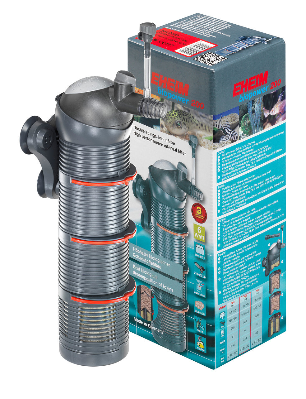 EHEIM Innenfilter Aquaball 130, für Aquarien bis 130L, modular, verstellbar, ideal für Süßwasser, effiziente Wasserreinigung.