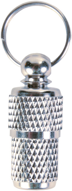 TRIXIE Metall-Adressanhänger, zylindrisch, für Hunde & Katzen, silber, rutschfest, mit Schlüsselring, für sichere Adressaufbewahrung.