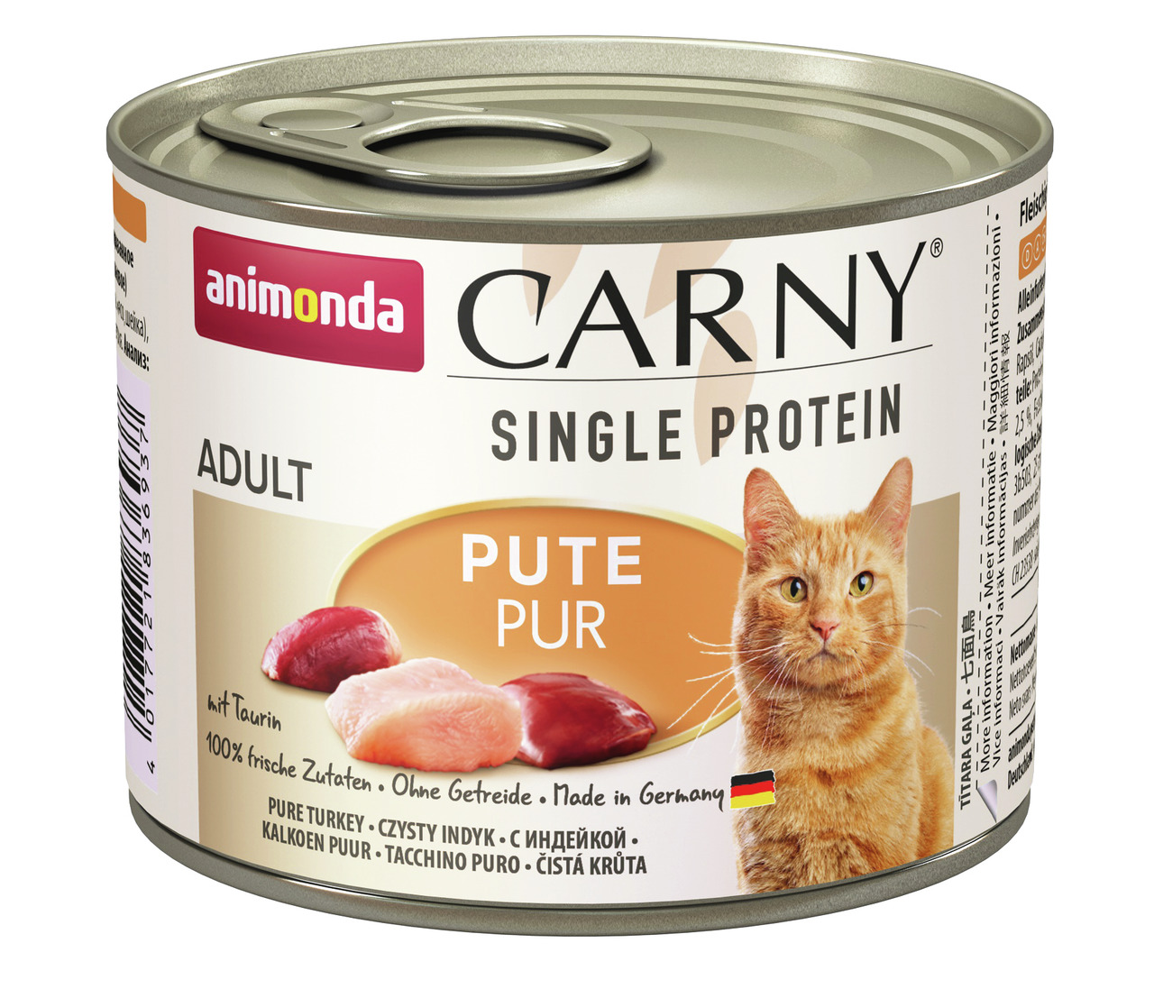 Animonda Carny Single Protein "Pute Pur" für Adult-Katzen, 200 g, 100 % frische Zutaten, ohne Getreide, mit Taurin, Made in Germany.