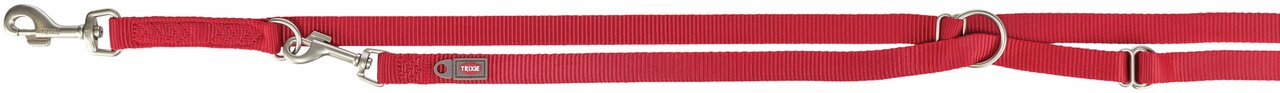 Rote TRIXIE Führleine für Hunde, Länge und Metallteile verstellbar, aus robustem Material, leicht zu reinigen.