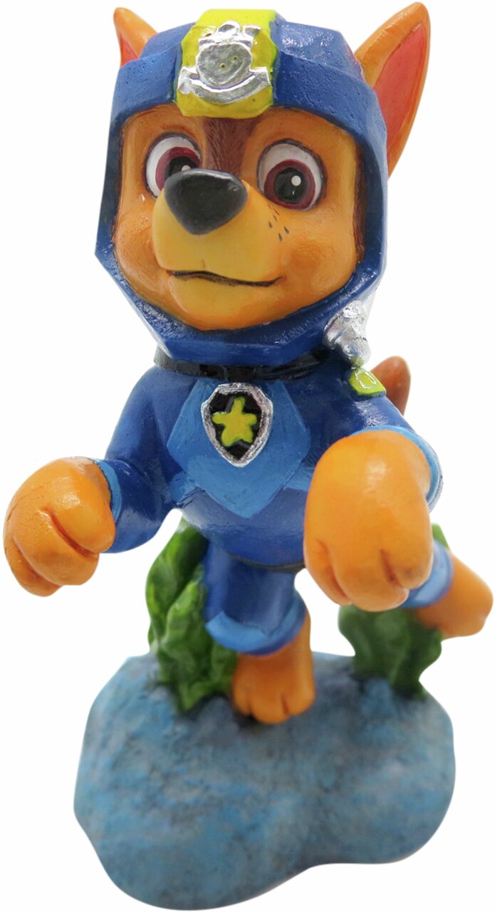 Pennplax PAW Patrol Chase Aquarium-Dekofigur für Aquarien, Hund in blauer Uniform auf Felsen, buntes Zierelement