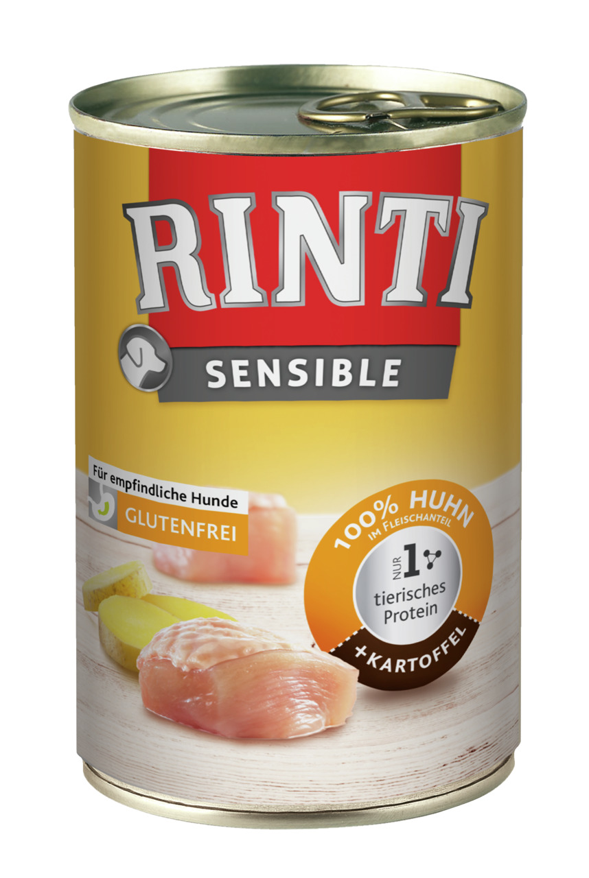 Sparpaket 24 x 400 g Rinti Sensible Huhn & Kartoffel Hunde Nassfutter