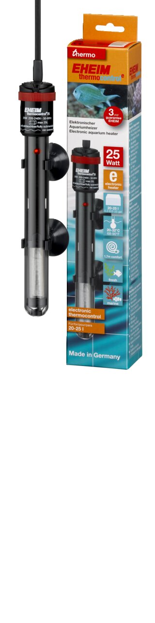 EHEIM Thermocontrol Aquarium-Heizer, 25W, für 20-25L, präzise Temp.regelung, einfache Bedienung, Made in Germany, für Aquarienbesitzer.