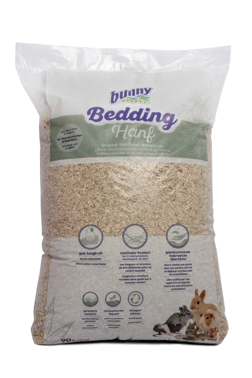 Bunny Bedding Hanf, natürliche Hanffaser-Einstreu für Zwergkaninchen-Nagetiere, 90L, saugstark, komfortabel, gelenkschonend.