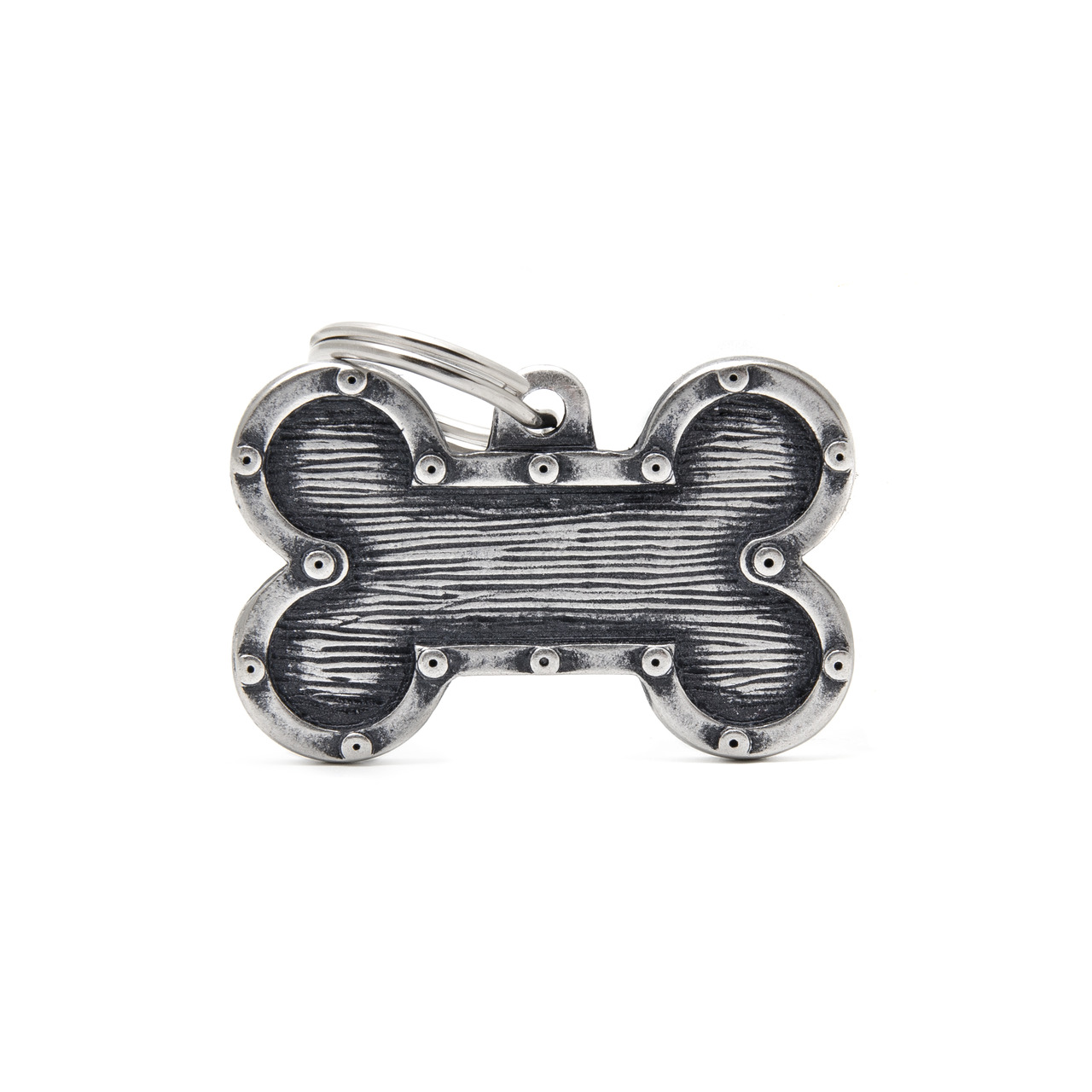 My Family" Hundemarken-Anhänger, Knochenform, für Hunde, robust, Holzmaserung, rustikales Design, dekorative Nieten, personalisierbar.;;;;;;;;;;;;;;;;;;;;;;;;;;;;;;;;;;;;