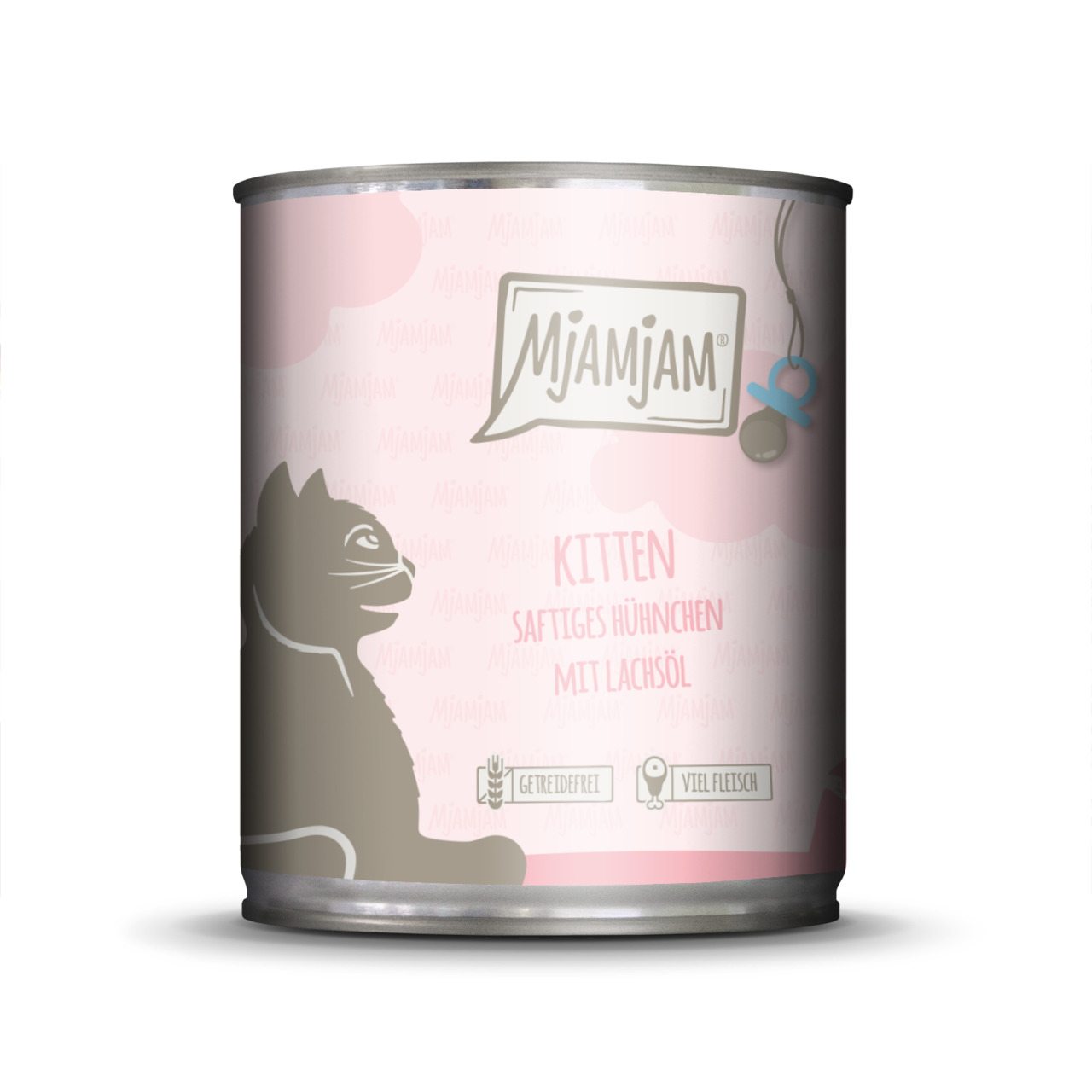 MJAMJAM Leckere Mahlzeit Kitten saftiges Huhn mit Lachsöl 800g Dose Katzennassfutter