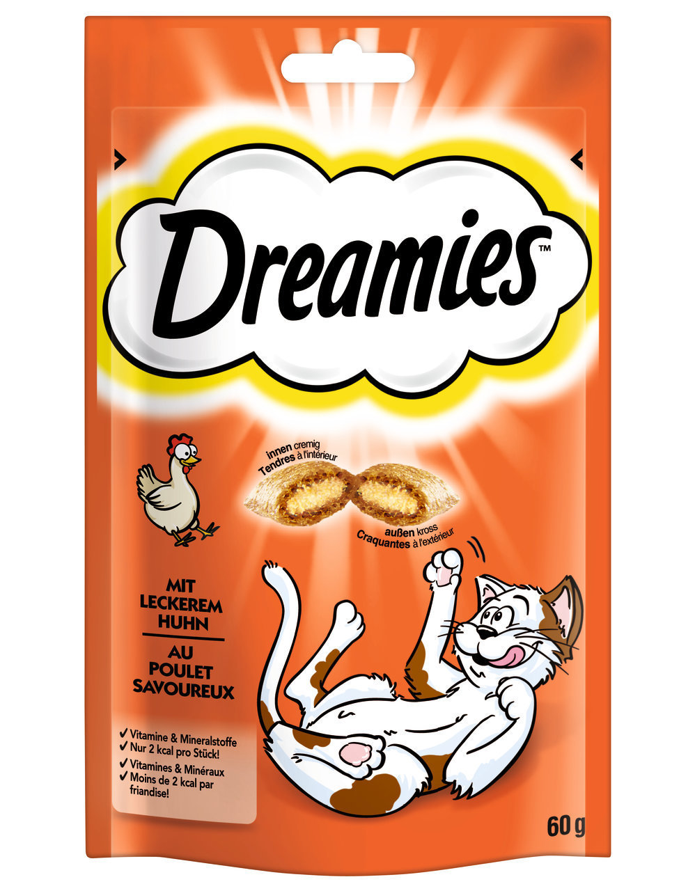 Sparpaket 2 x 60 g Dreamies mit leckerem Huhn Katzen Snack