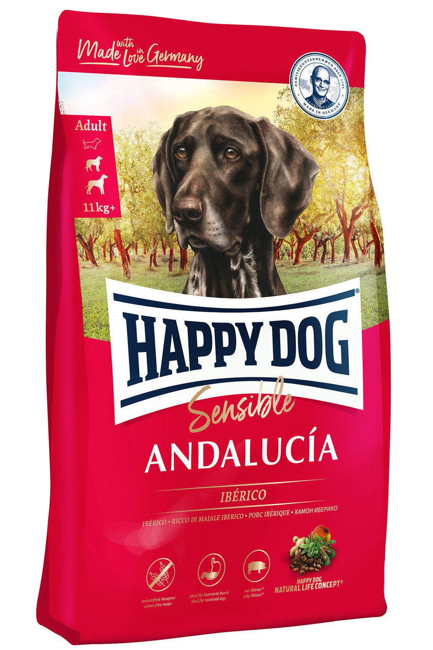 Sparpaket HAPPY DOG Supreme Sensible Andalucía Ibérico 2 x 11 Kilogramm Hundetrockenfutter