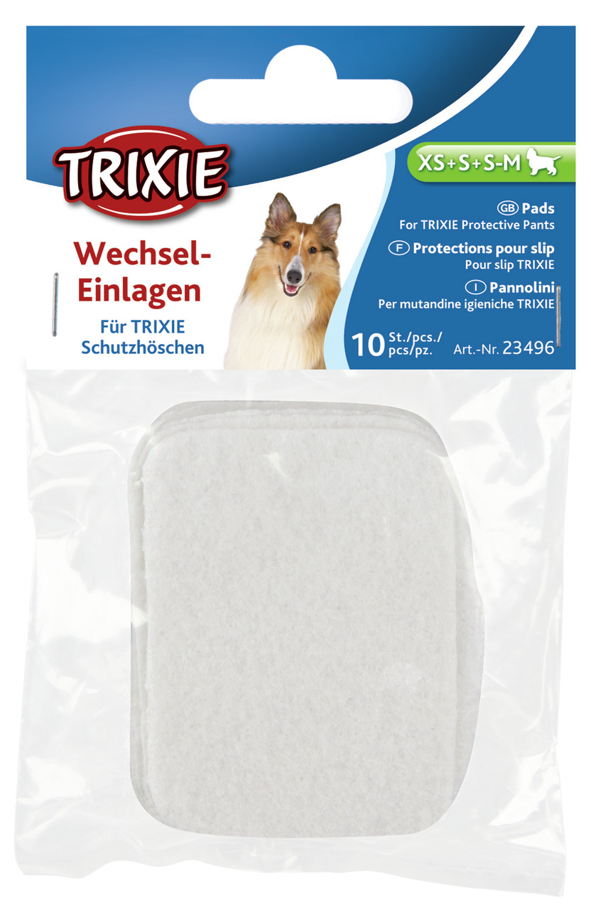TRIXIE Wechsel-Einlagen für Schutzhöschen, Hunde kleiner Rassen (XS, S, S-M), 10 Stk., hygienischer Schutz, ideal für läufige Hündinnen.