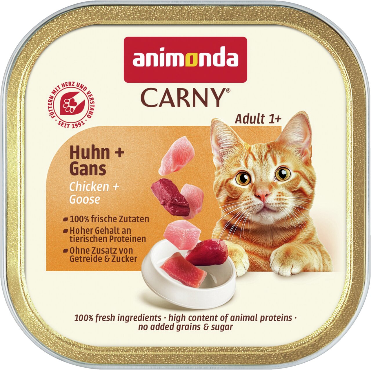 Animonda Carny Huhn + Gans, Katzenfutter für Erwachsene, 100% frische Zutaten, ohne Getreide & Zucker, 200g.