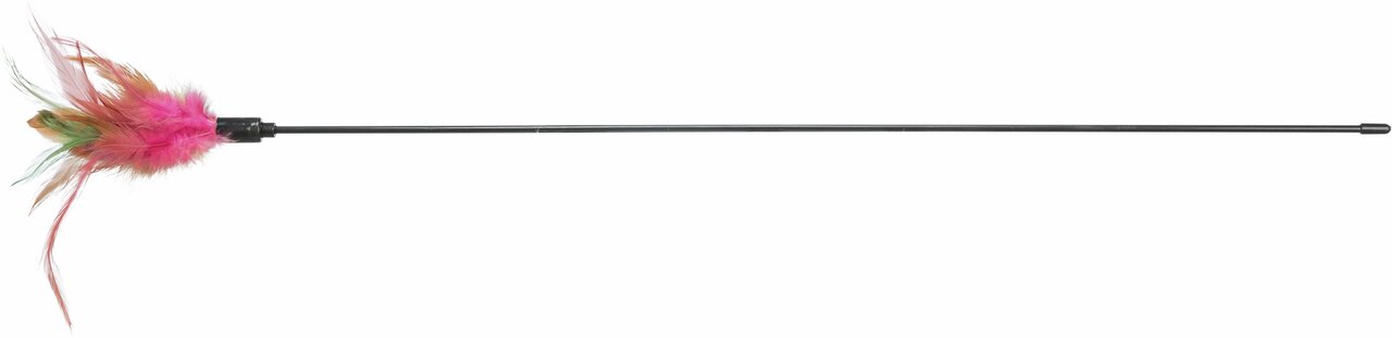 Katzenspielzeug TRIXIE Spielangel mit Federn, für Katzen, bunte Federn, ideal zum Spielen und Jagen, Länge ca. 50 cm.