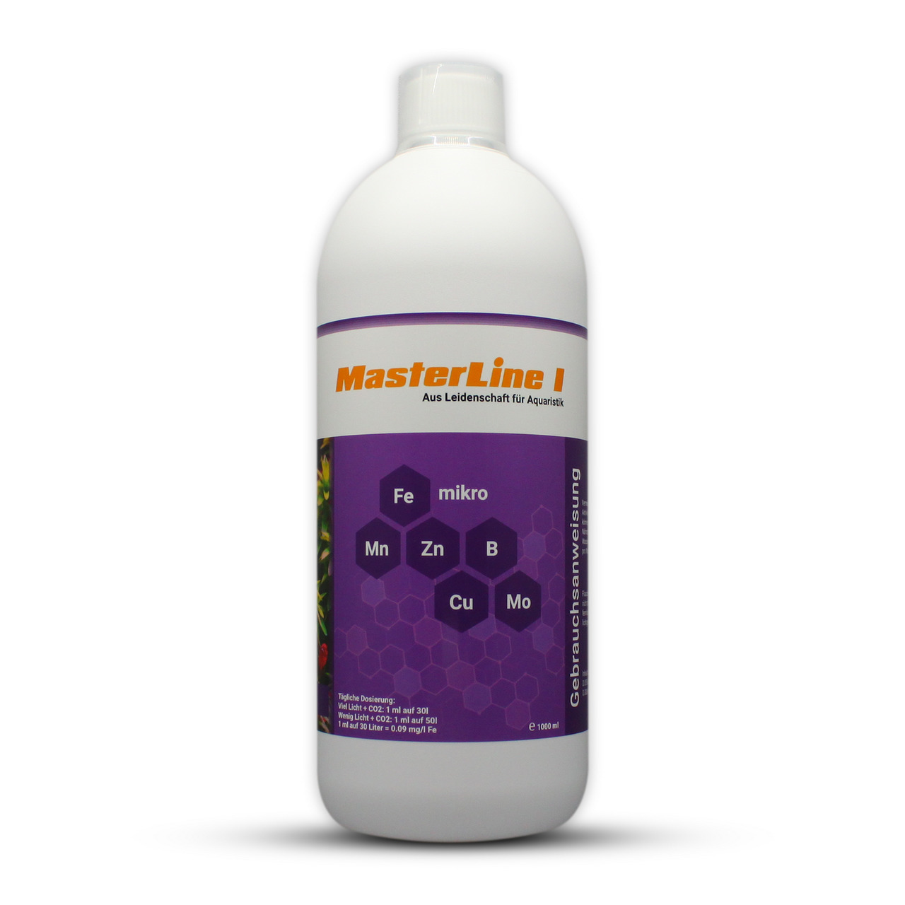 MasterLine I, Mikronährstoffdünger für Aquarienpflanzen, 1L, mit Fe, Mn, Zn, B, Cu, Mo. „Aus Leidenschaft für Aquaristik“.