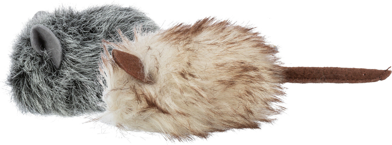 TRIXIE Katzenspielzeug Mäuse, Kunstfell Grau/Beige, realist. Details, ideal f. Katzen, fördert Spieltrieb & Bewegung.