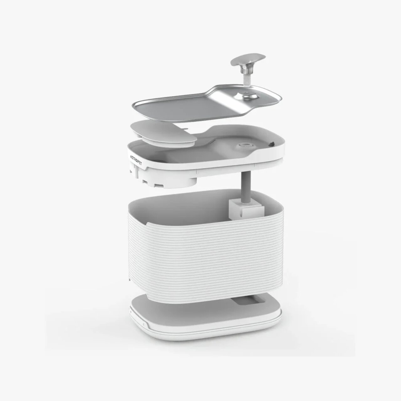 Modularer weißer Mülleimer mit aufklappbarem Deckel, integriertem Trittmechanismus und stilvollem, modernen Design aus Kunststoff.