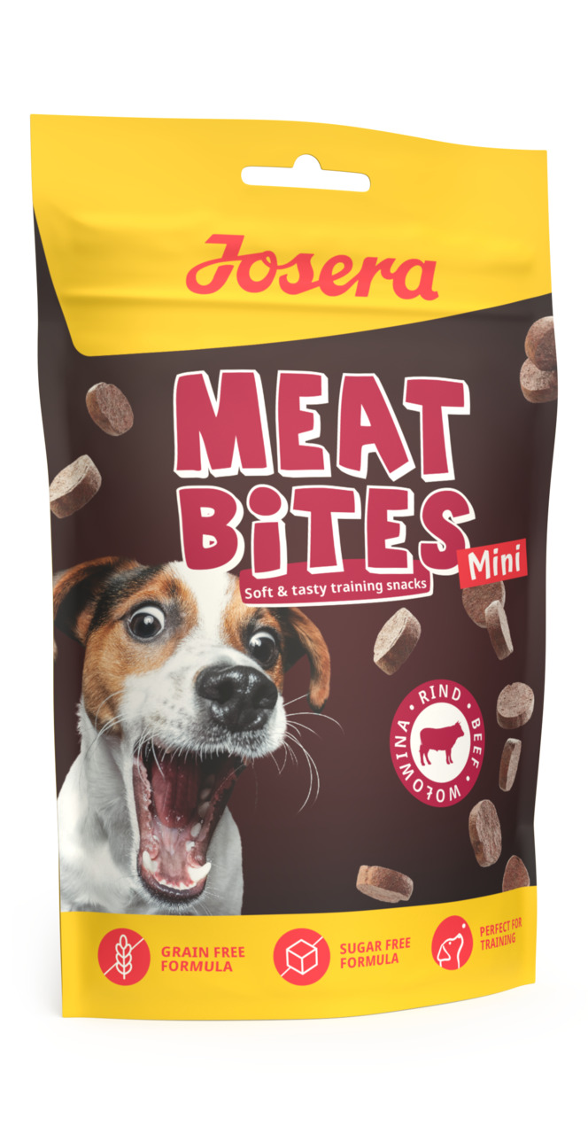 Josera Meat Bites Mini: Weiche Trainingssnacks für Hunde, Rind, getreide- & zuckerfrei, ideal fürs Training, 100g.