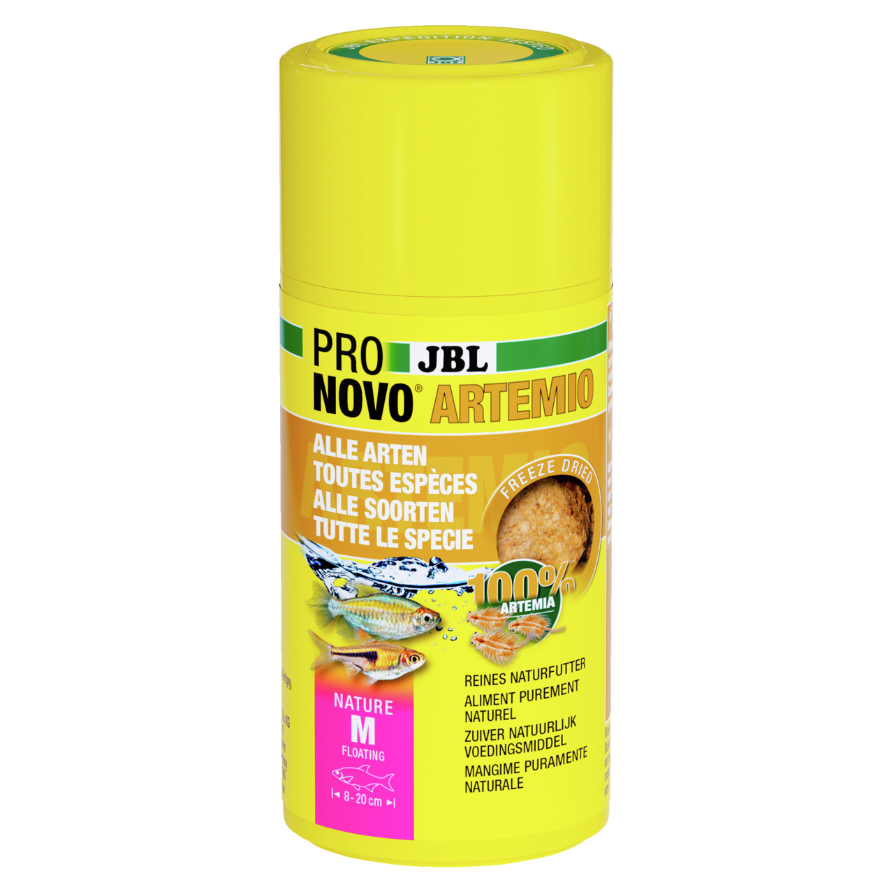 JBL Pro Novo Artemio, Naturfutter für Zierfische (8-20 cm), 100 % Artemia, 100 ml, schwimmend, für alle Arten.