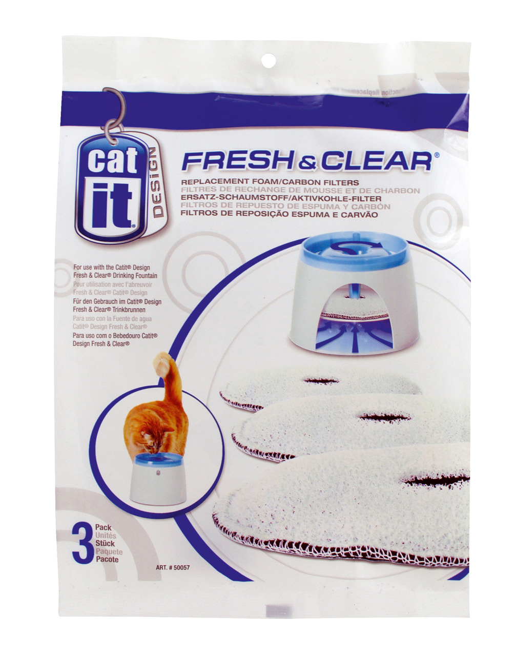 Catit Fresh & Clear Filter f. Katzen-Trinkbrunnen: 3 Stk., reinigt Wasser, reduziert Gerüche.