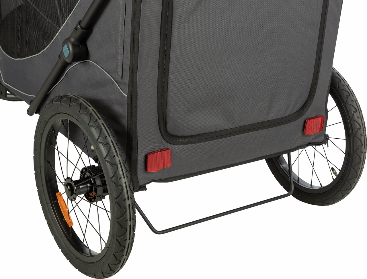 TRIXIE Fahrradanhänger für Hunde, grau, stabiler Rahmen, Rückseite mit Reflektoren