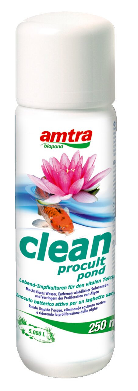 amtra biopond clean procult pond, 250 ml, für Teichbesitzer, mit lebenden Bakterienkulturen, reinigt & pflegt bis 5.000 l Teichwasser.