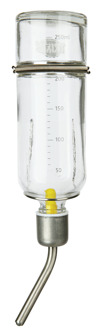 Glas-Trinkflasche TRIXIE, 250 ml, für Kaninchen & Meerschweinchen. Hygienisch, leicht zu reinigen, mit Skala & Edelstahl-Trinkröhrchen.