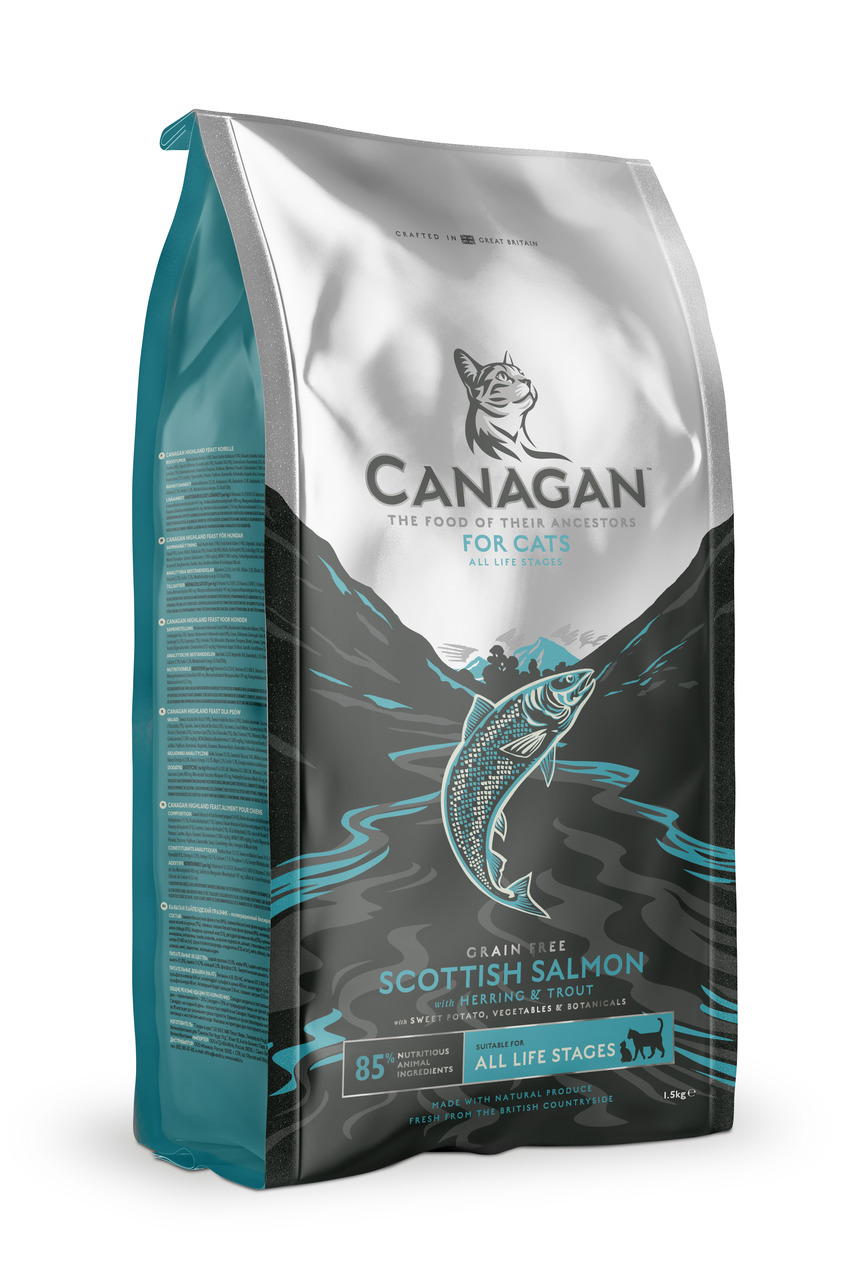 Canagan Katzenfutter, 1,5 kg, Scottish Salmon mit Hering & Forelle, getreidefrei, 85 % tierische Zutaten, für Katzen aller Lebensphasen.