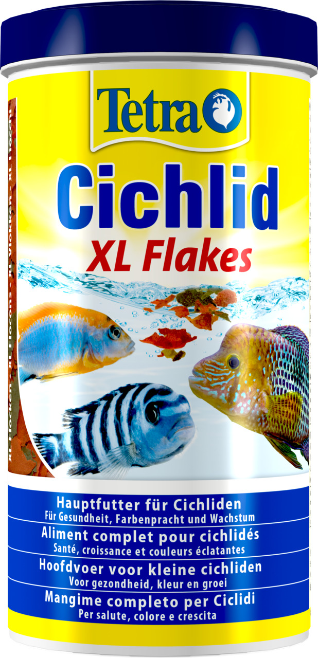 Tetra Cichlid XL Flakes, Hauptfutter für Cichliden, fördert Gesundheit, Farben & Wachstum, 500 ml, für Aquarienfische.