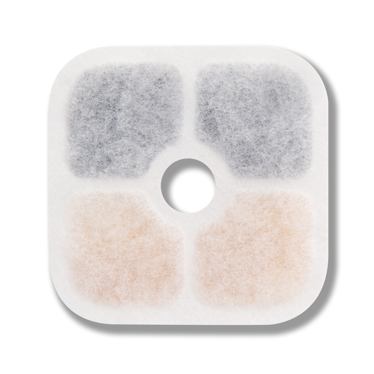 Catit Ersatzfilter für Katzentrinkbrunnen, reinigt & verbessert Wasserqualität, quadratisch mit Loch, 4 Segmente.