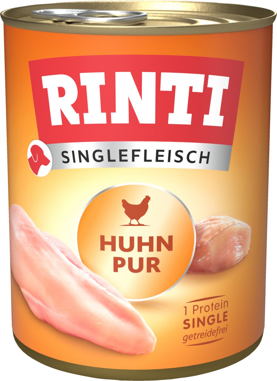 RINTI Singlefleisch Huhn Pur, Hund, Geschmacksrichtung Huhn, getreidefrei, 1 Protein, Inhalt: 400 g.