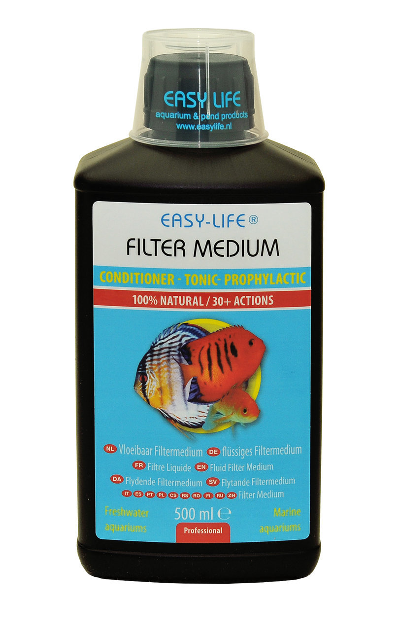 Easy-Life Filter Medium, 500 ml, für Süß-/Meerwasseraquarien, 100 % natürlich, über 30 Funktionen, Conditioner, Tonikum, Prophylaxe.