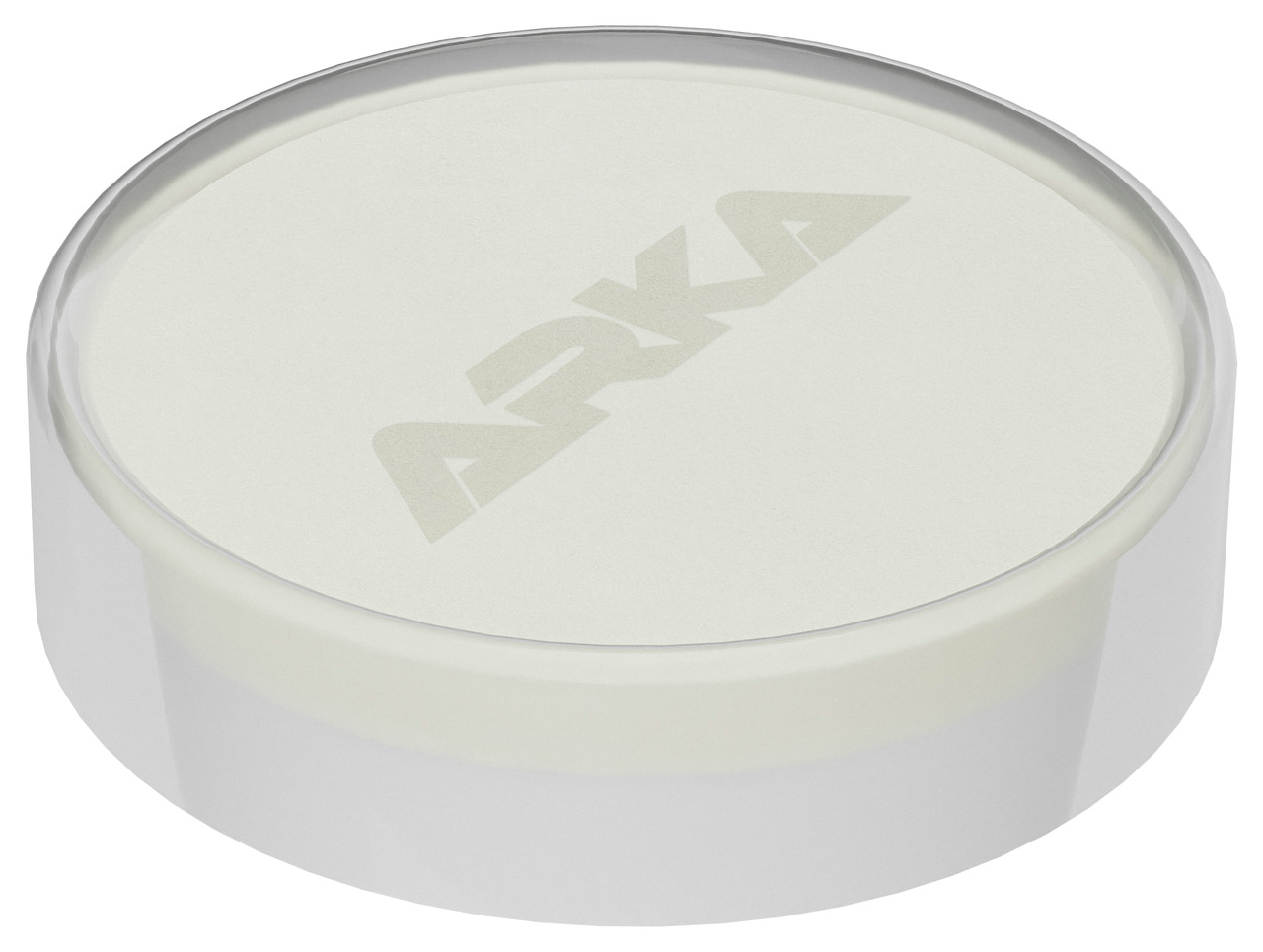 ARKA Behältnis, transparent, für Aquaristik, ideal für Aquarienbesitzer zur Aufbewahrung/Dosierung, mit ARKA-Logo auf dem Deckel.