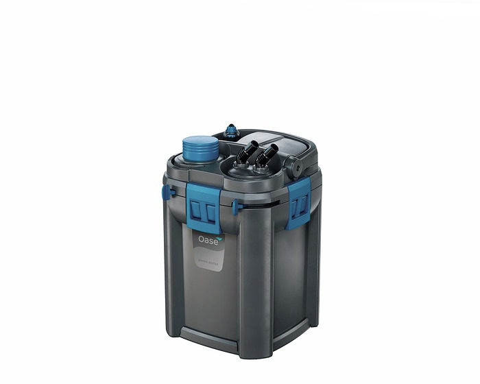 Oase BioMaster 600, Außenfilter für Aquarienbesitzer, effiziente Wasserreinigung, Grau-Blau, mit Vorfilter, ideal für klares Wasser.
