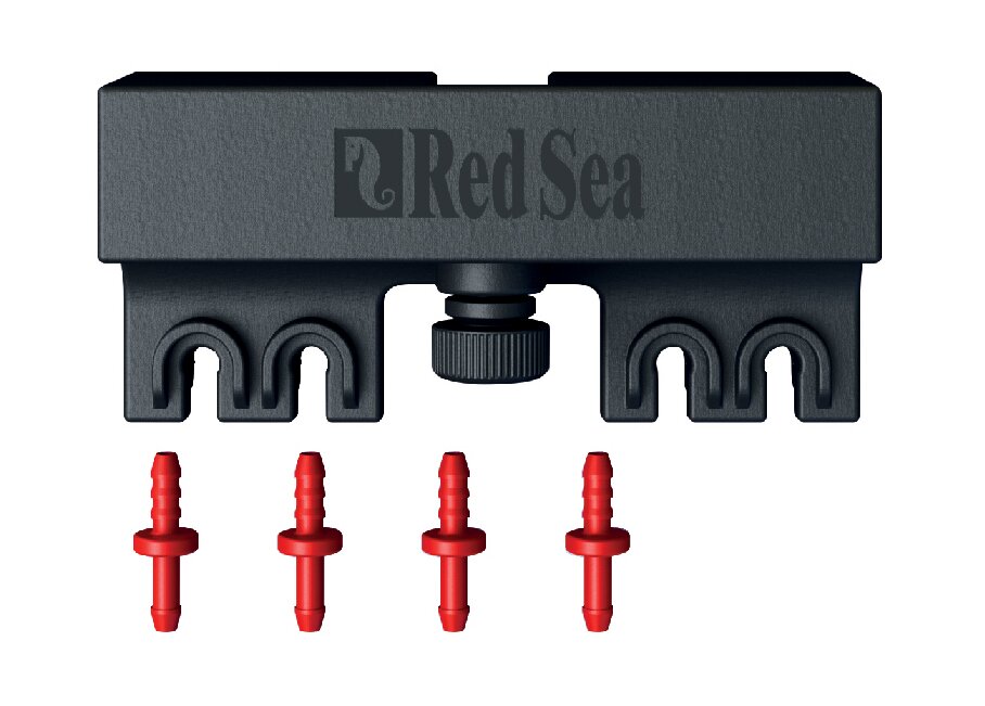 Red Sea Reef-Spec Zubehör, Kunststoffmodul, 4 rote Anschlüsse, präzise Steuerung v. Wasser--Luftleitungen, für Aquarien.