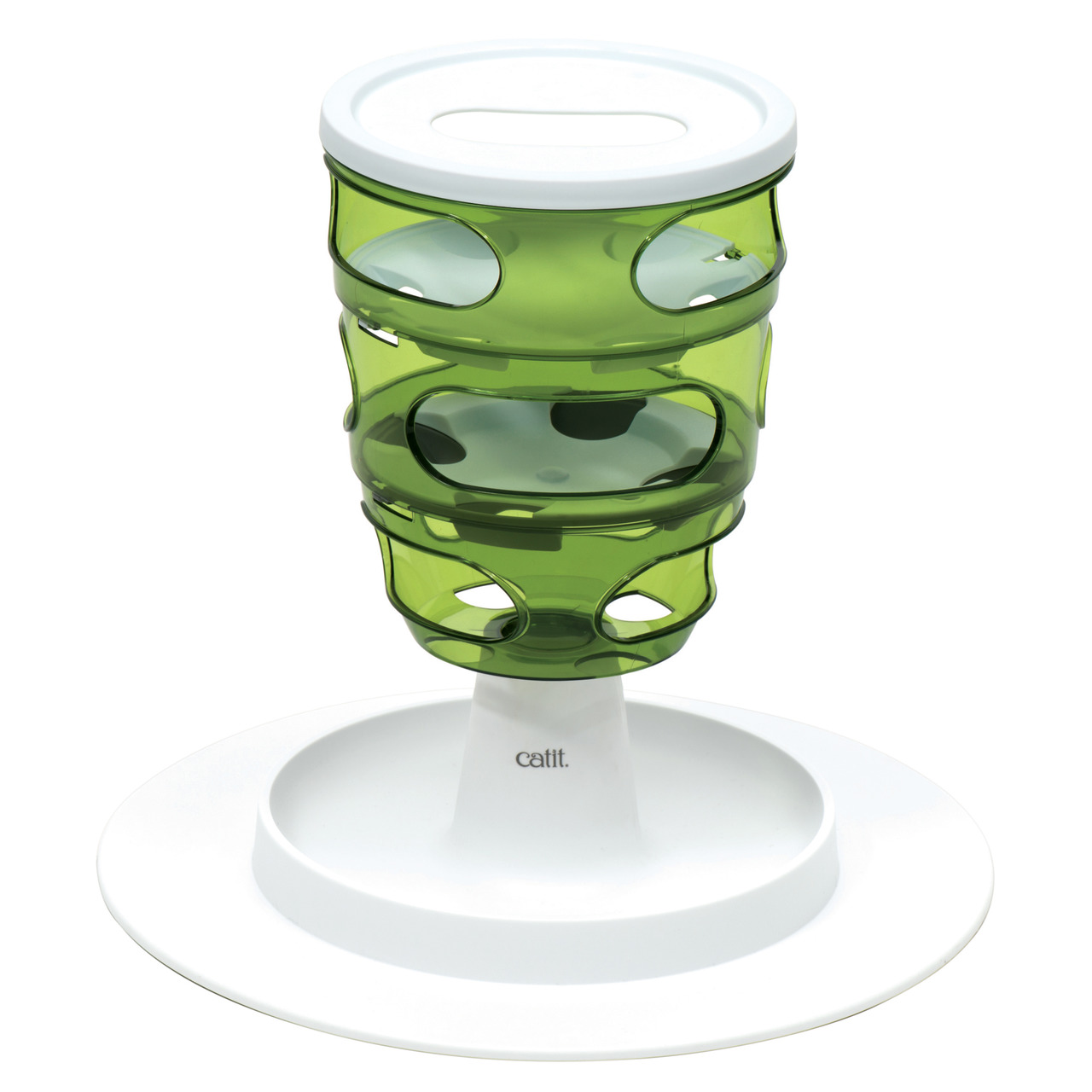 Catit Senses 2.0 Futterbaum, interaktives Spielzeug für Katzen, fördert Jagdinstinkte, mentale Stimulation, 1 Stk, grün/weiß.