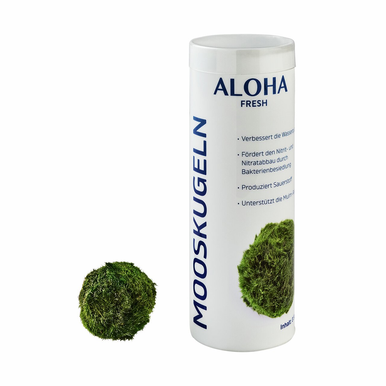 ALOHA Fresh Mooskugeln, 3 Stk., für Aquarien, verbessert Wasserqualität, fördert Nitrit-/Nitratabbau, produziert O2, unterstützt Mikroflora.