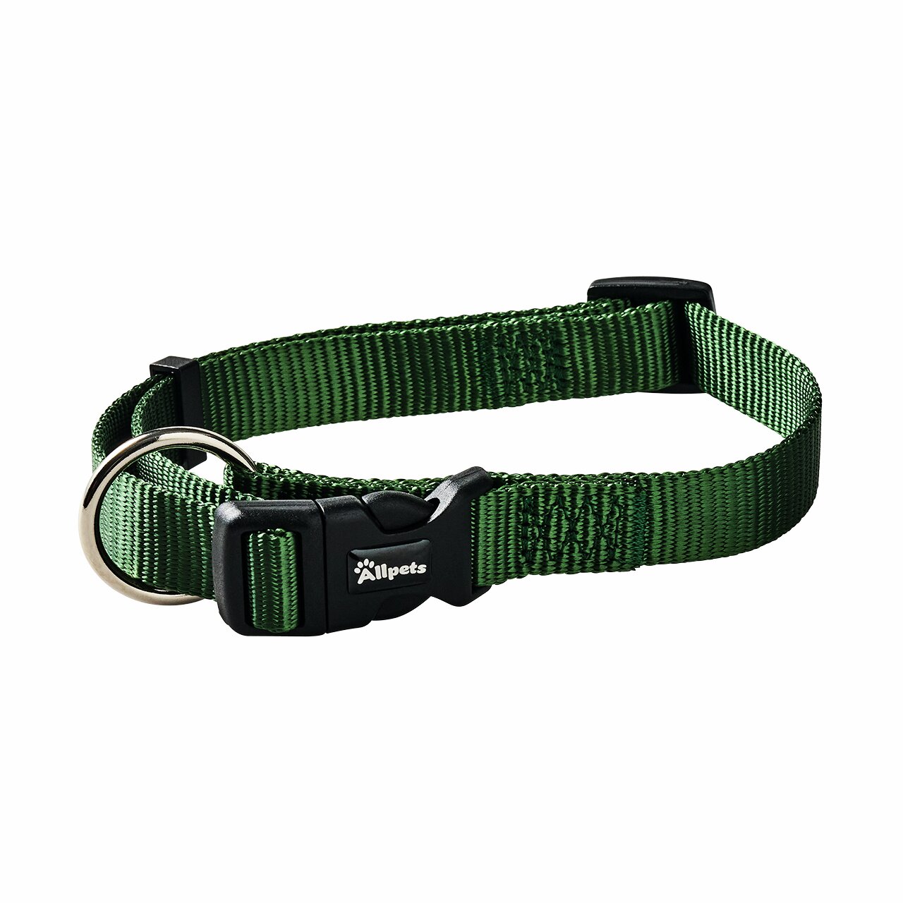 Allpets Hundehalsband, Nylon, verstellbar, Klickverschluss, Metallring, für alle Hundegrößen, grün, langlebig, ideal täglich.