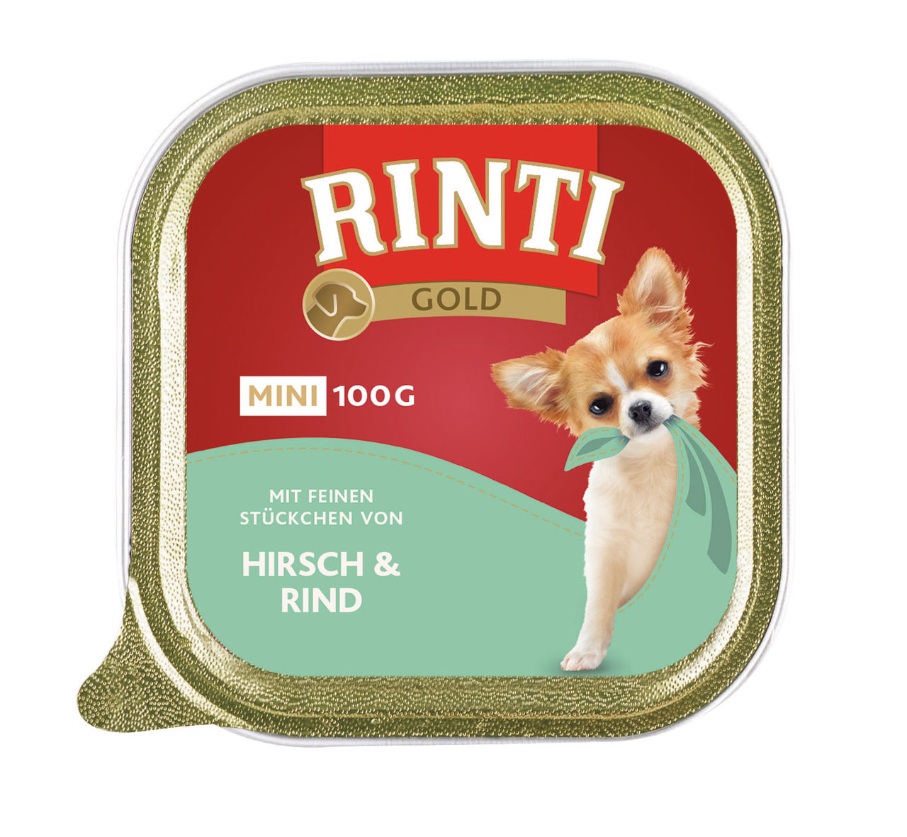 RINTI Gold Mini Hirsch & Rind 100g Schale Hundenassfutter