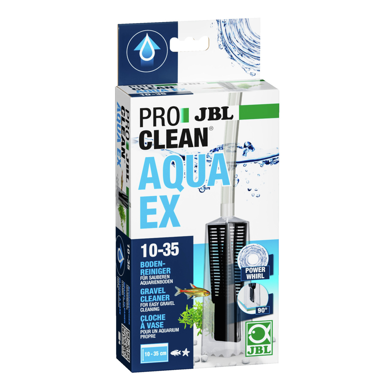 JBL ProClean AquaEx 10-35, Bodengrundreiniger f. Aquarien (10-35 cm), 90°-Power-Whirl, f. einfache Kiesbodenreinigung.
