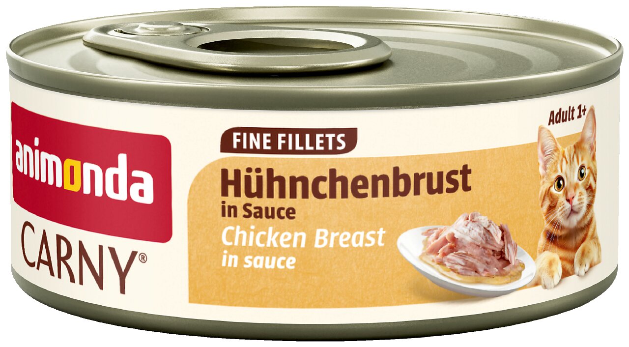 animonda Carny Fine Fillets Hühnchenbrust in Sauce, Nassfutter für adulte Katzen ab 1 Jahr, mit Huhn, Dose 85 g.