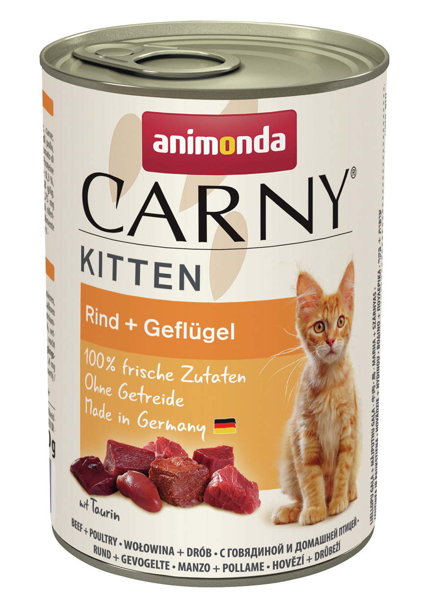 Sparpaket 24 x 400 g Animonda Carny Kitten Geflügel + Rind Katzen Nassfutter