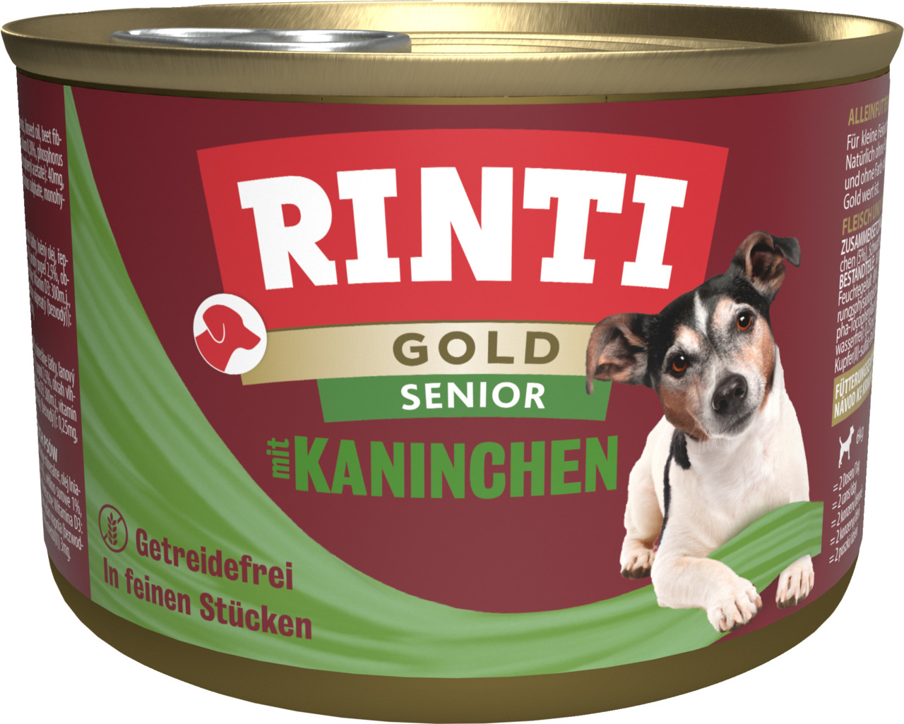RINTI Gold Senior, Kaninchen, für ältere Hunde, 185 g, getreidefrei, feine Stücke.