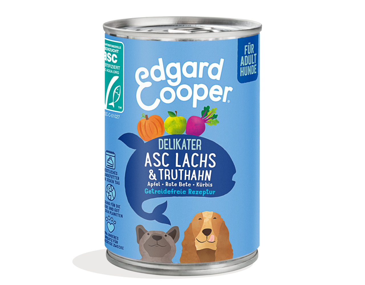 Edgard & Cooper Hundefutter, Lachs & Truthahn, für ausgewachsene Hunde, getreidefrei, mit Apfel, Roter Bete & Kürbis.