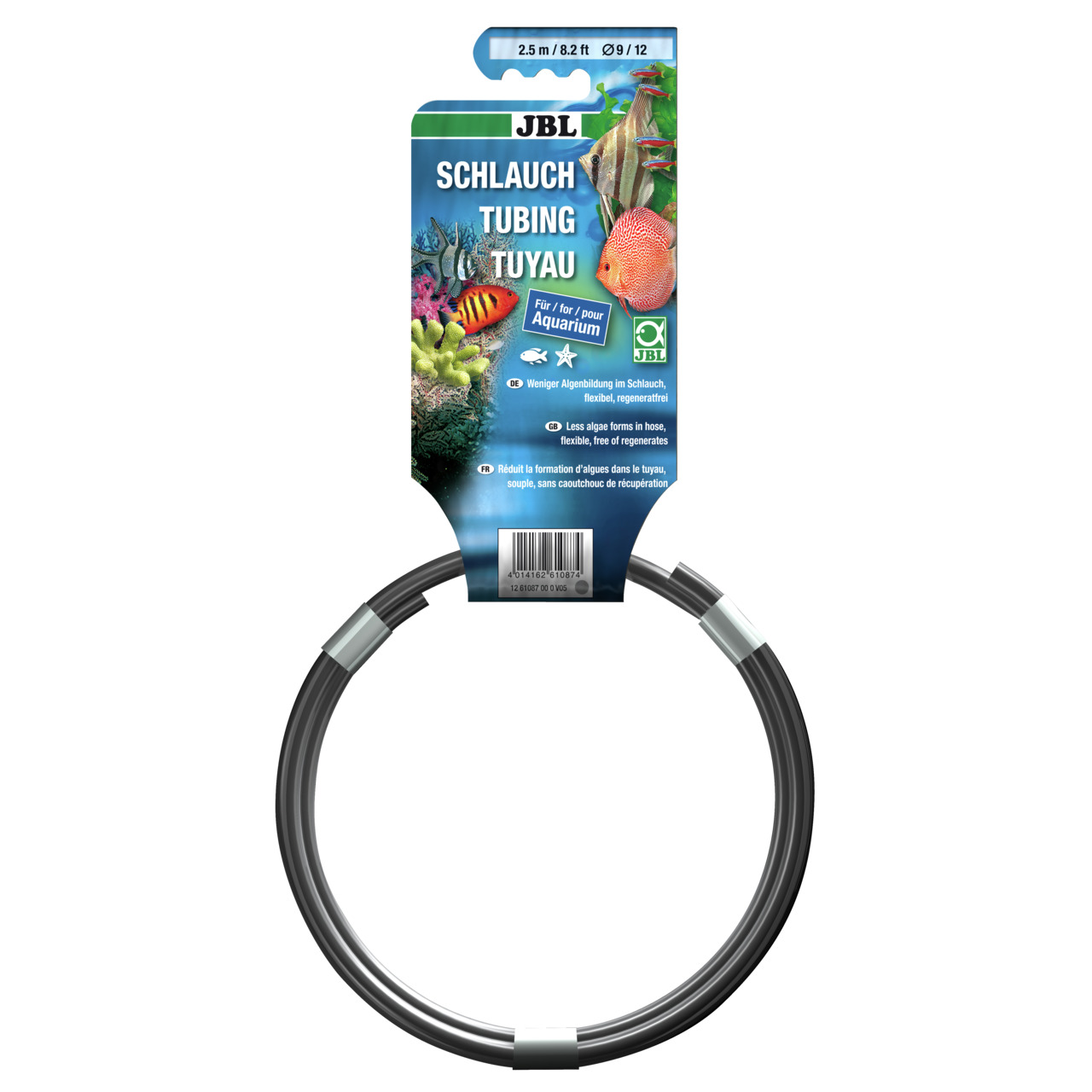 JBL Schlauch Tubing Tuyau, 2,5 m, Ø 9/12 mm, flexibler, regenerierbarer Schlauch, reduziert Algenbildung, für Süß-/Meerwasseraquarien.
