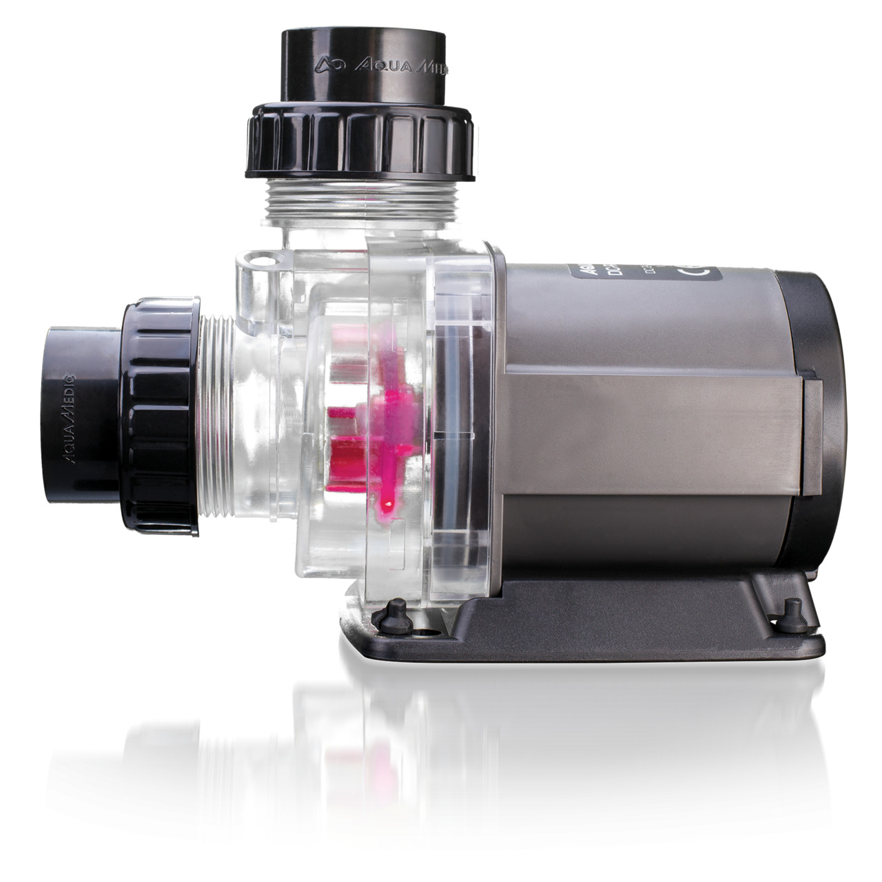 Aqua Medic DC Runner 3.2: Förderpumpe für Süß--Meerwasseraquarien, leise, energieeffizient, modernes Design, pinkfarbener Rotor.