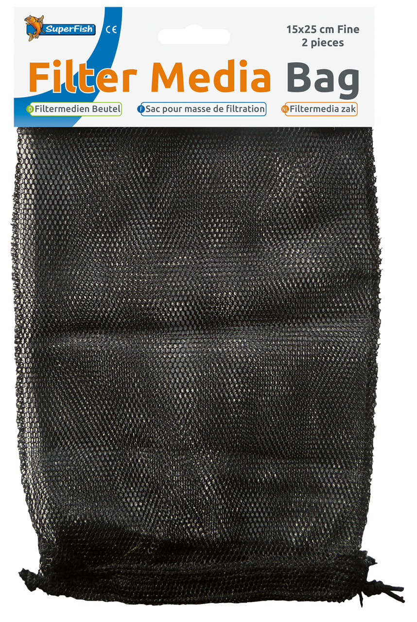 SuperFish Filter Media Bag, Filterbeutel f. Aquarien, 2 Stk. (15x25 cm), feinmaschiges Netz, ideal f. Filtermaterialien.
