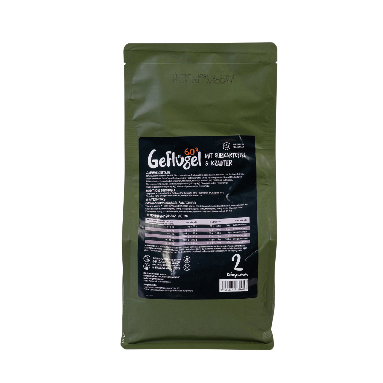 Lottis Häppchen Geflügel 60% m. Süßkartoffel & Kräutern, 2kg, für Hunde: hochwertige, ausgewogene Ernährung.