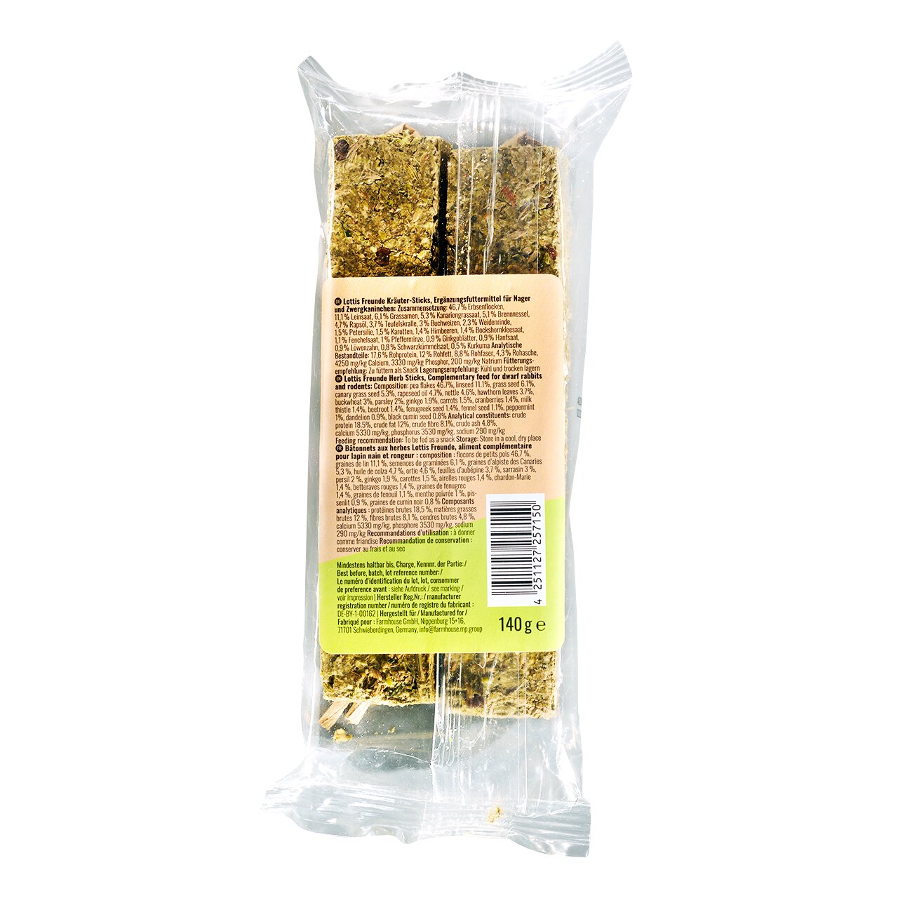 LOTTIS FREUNDE Kräuter-Sticks für Nagetiere, Geschmack Kräuter, Ergänzungsfutter, Inhalt 140 g, gesunde Beschäftigung.