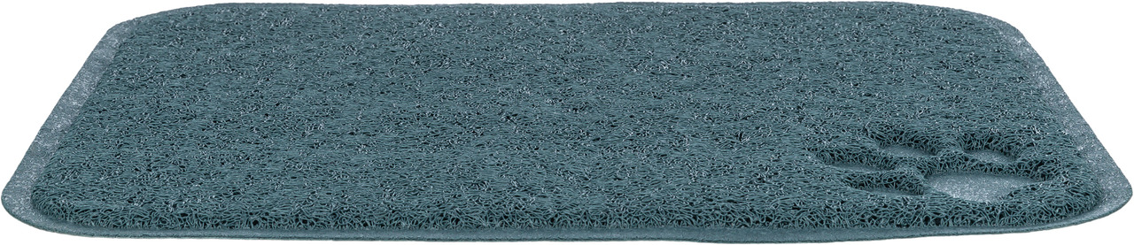 TRIXIE Napfunterlage, rechteckig, für Hunde & Katzen, Grau, strukturierte Oberfläche, Pfotenprägung, 44 × 28 cm, rutschfest.