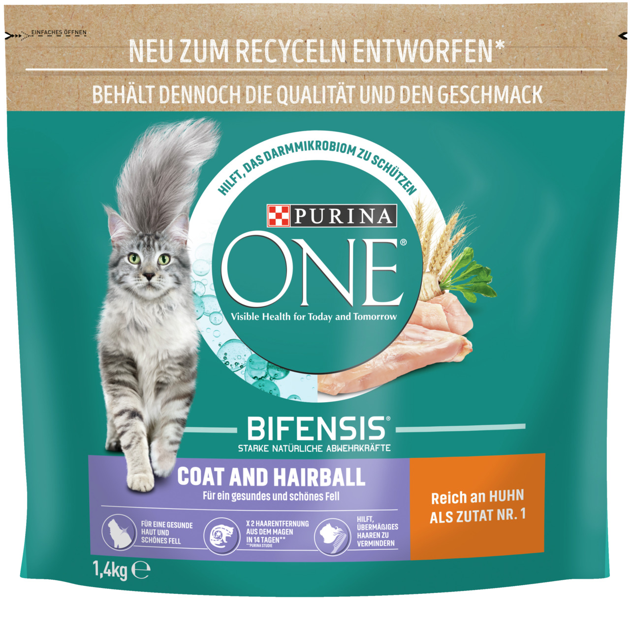 ONE Coat & Hairball reich an Huhn 1,4 kg